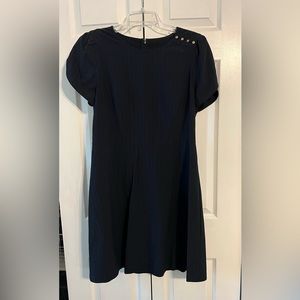 Navy pinstripe dress for the office